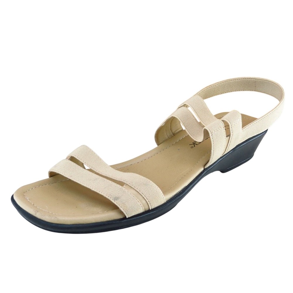 Cabin Creek Sz 8 M Beige Ankle Strap Fabric Women Sandals 0246826